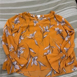 a new day Floral Blouse - Orange and Black